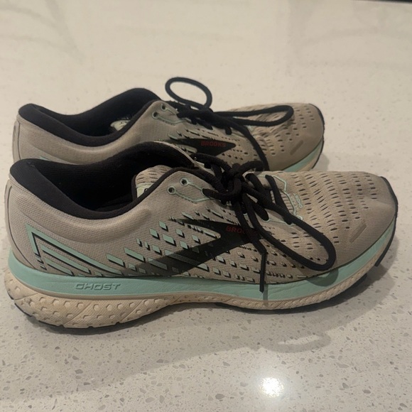 Brooks Shoes - Brooks Ghost Running Shoes Womens 9.5 Gray Teal Athletic Sneakers